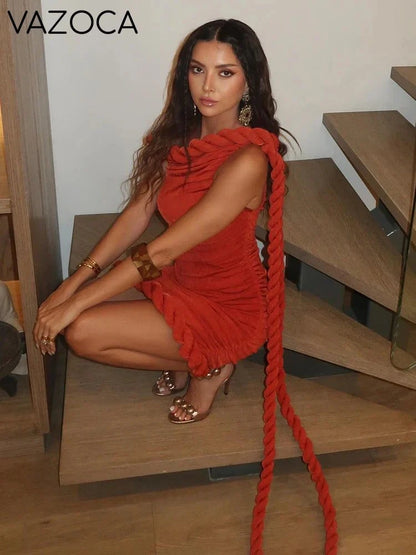 Velvet Rope One-Shoulder Mini Dress