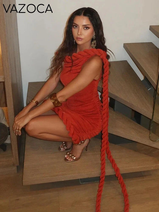 Velvet Rope One-Shoulder Mini Dress