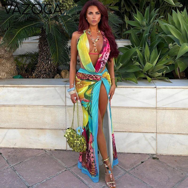 Tropical Drape Skirt Set