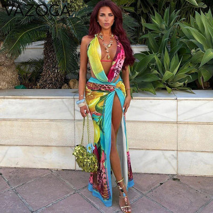 Tropical Drape Skirt Set