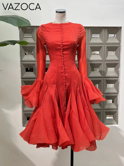 Lory Peated Flare Midi Dress