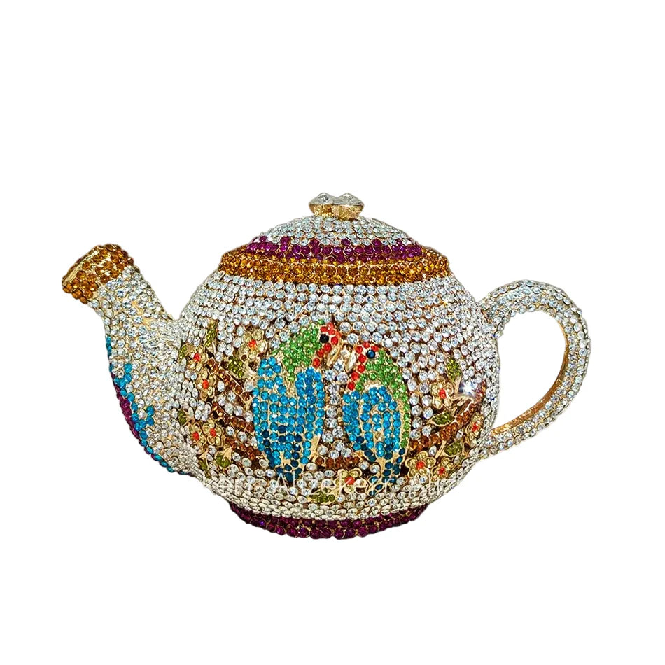 Teapot Rhinestone Clutch Bag