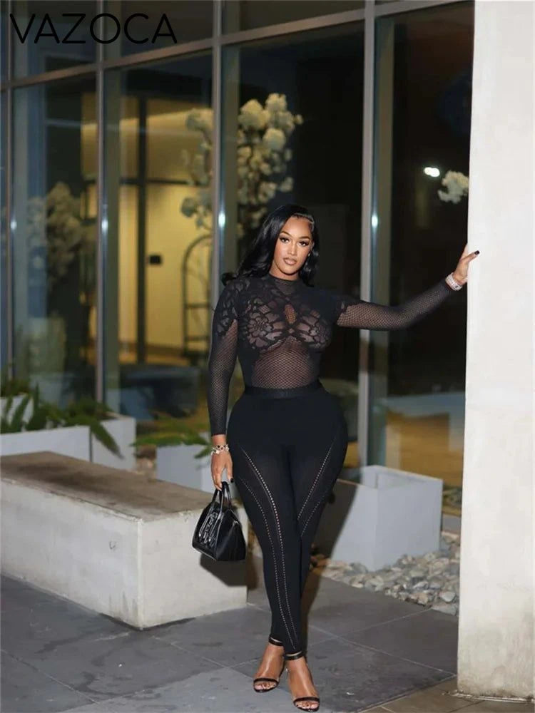 Ashli Mesh Pants Set black One Size