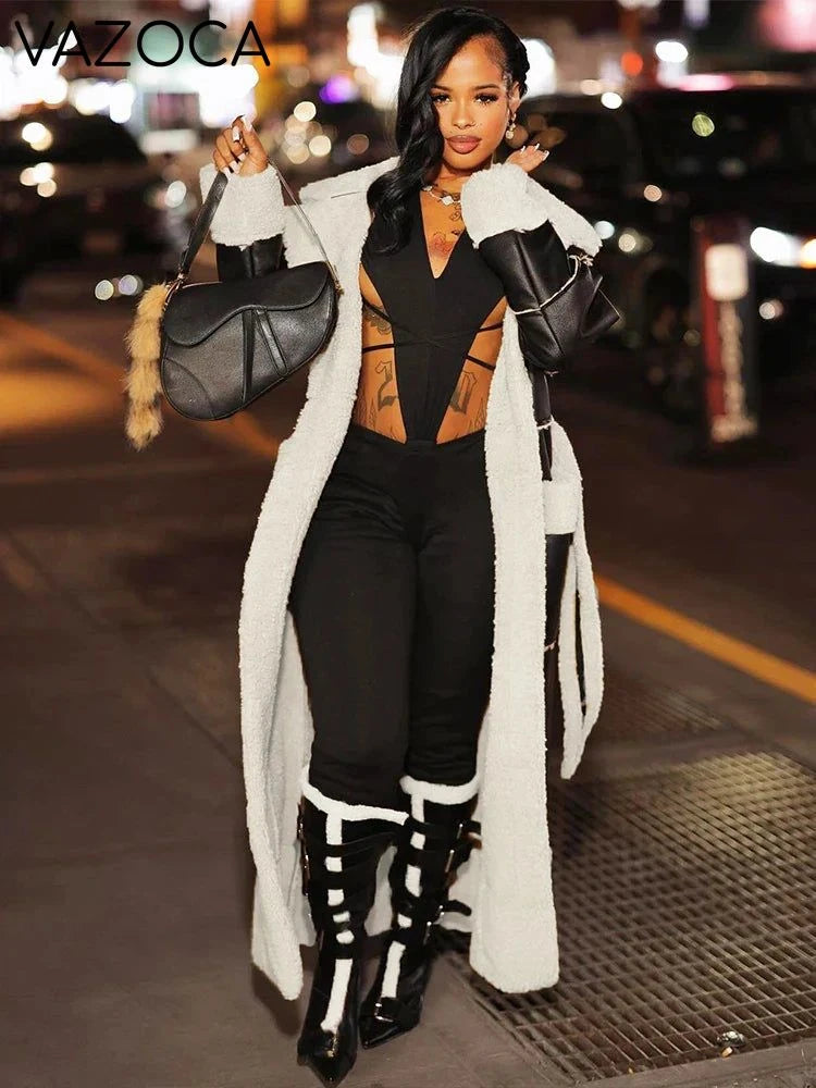 Faux Leather Trench Coat