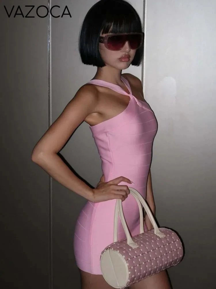 Pink Bodycon Bandage Mini Dress