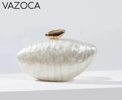 Shell Pearl Marble Clutch Purse