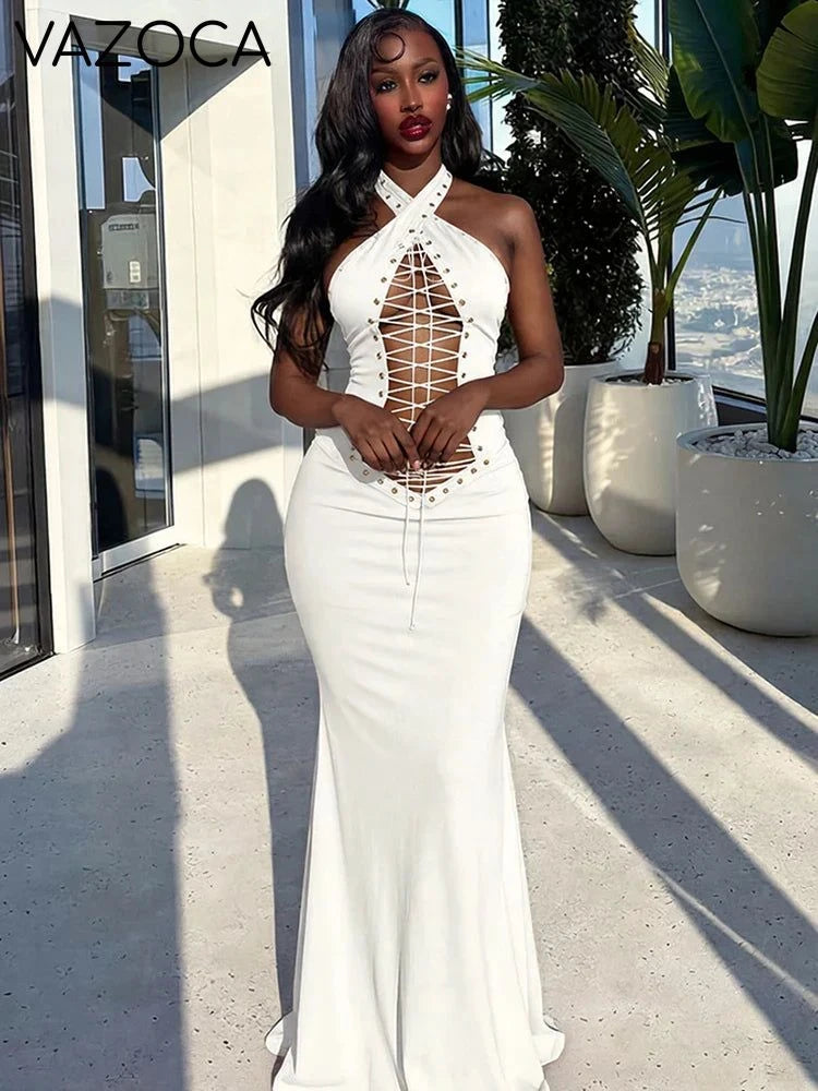 Cross Bodycon Maxi Dress