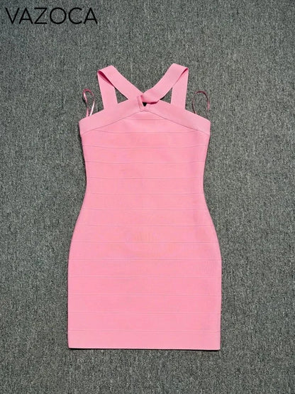 Pink Bodycon Bandage Mini Dress