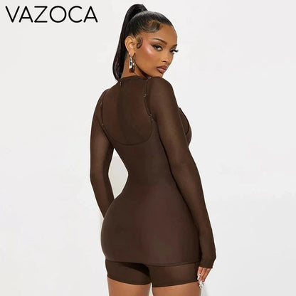 Illusion Mesh Romper Dress