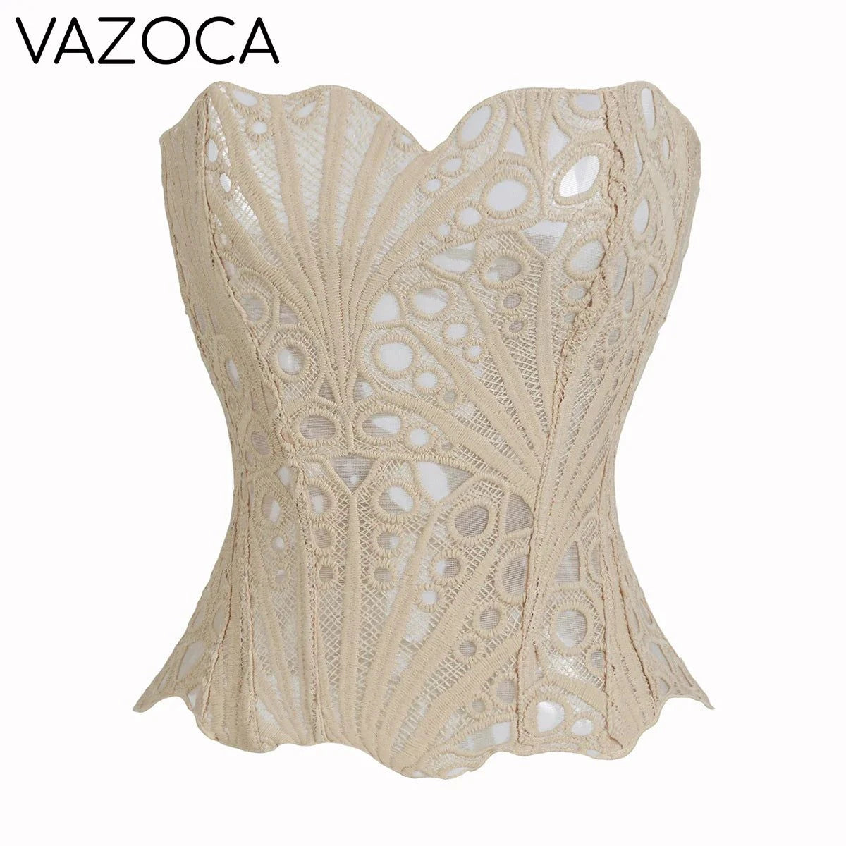 Corset Mesh Bustier Top Apricot