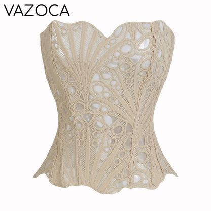 Corset Mesh Bustier Top Apricot