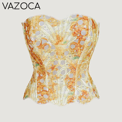 Corset Mesh Bustier Top Sunflower