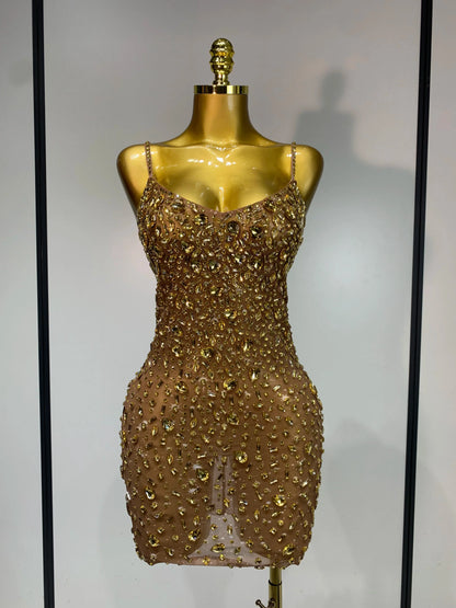 Zoey Rhinestone Mesh Mini Dress
