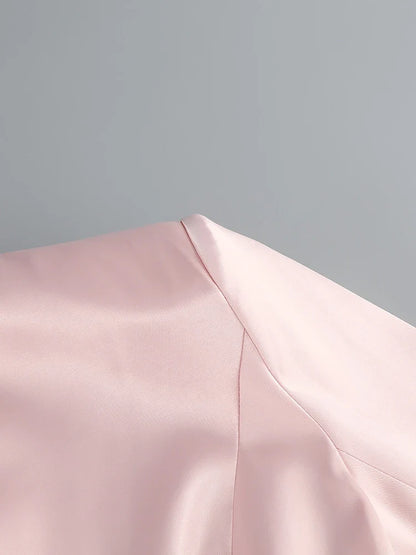 Pink Blazer Mesh Skirt Set