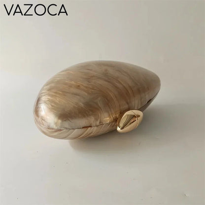 Shell Pearl Marble Clutch Purse