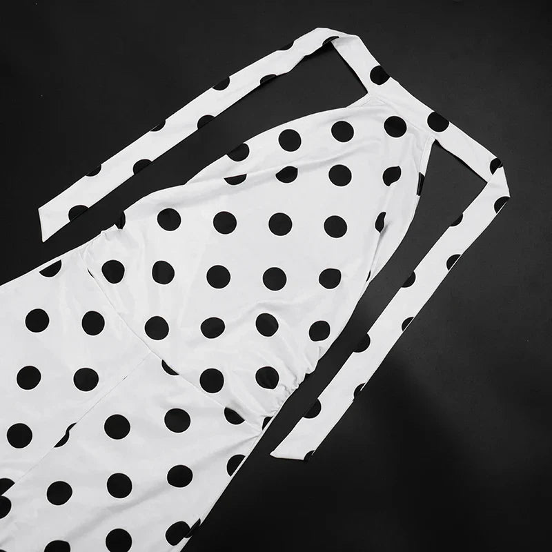 Polka Dot Print Romper +Headscarf