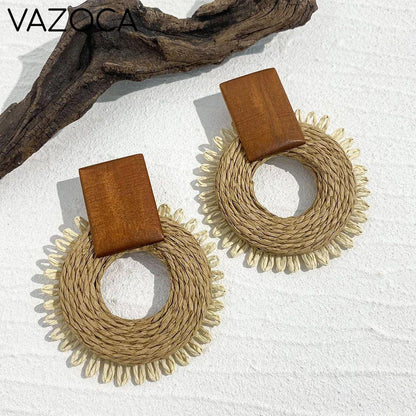 Woven Raffia Dangle Earrings