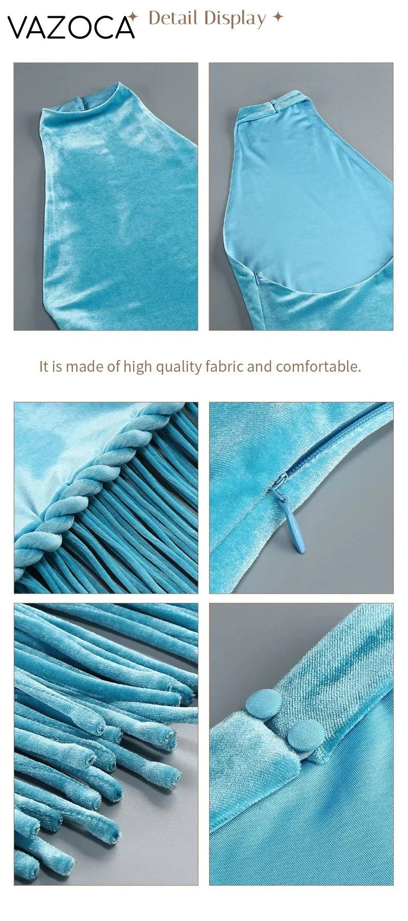 Glamour Velvet Fringe Maxi Dress