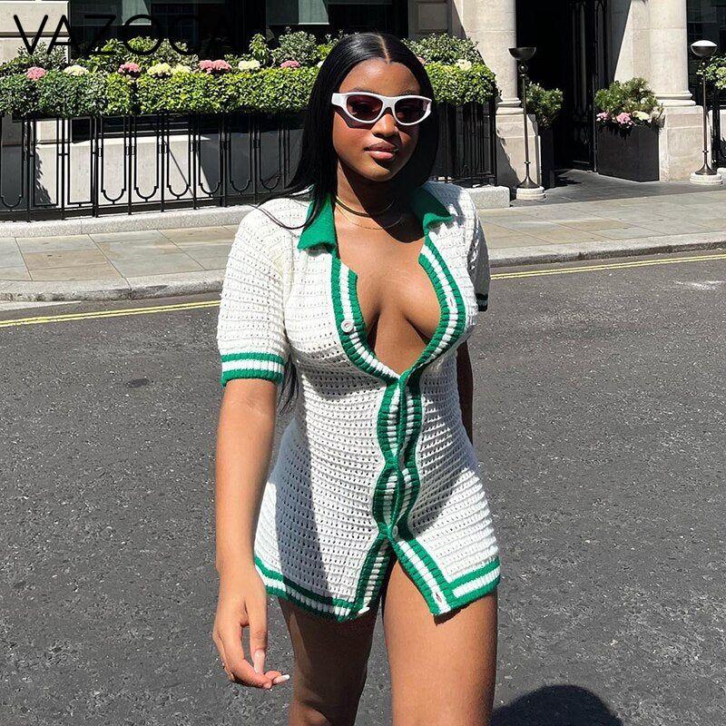 Mini Knitted Button Dress