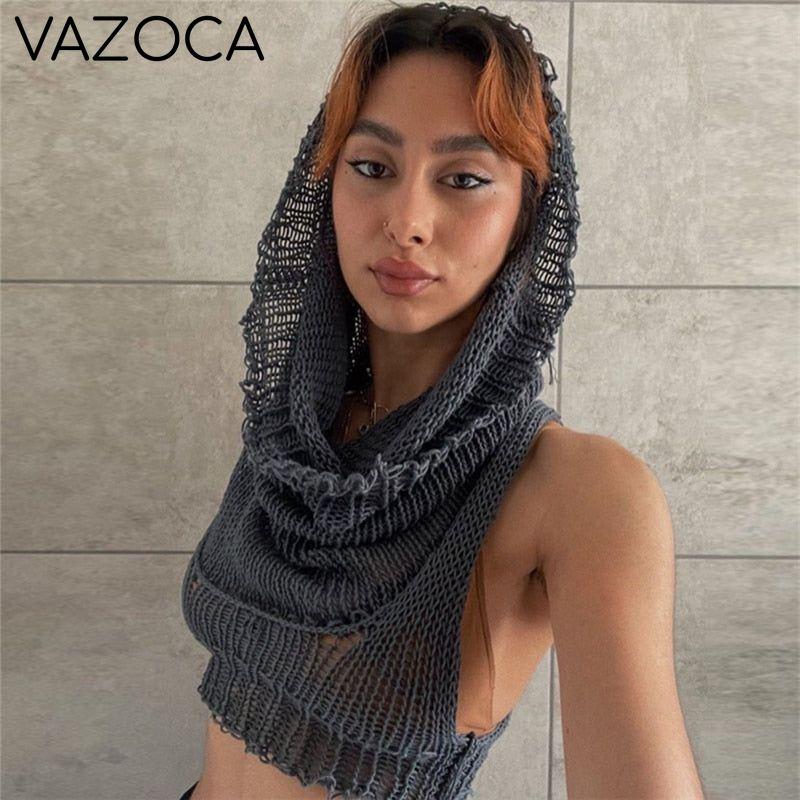 Knit Hooded Wild Tank Top