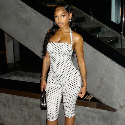 Polka Dot Halter Capri Jumpsuit