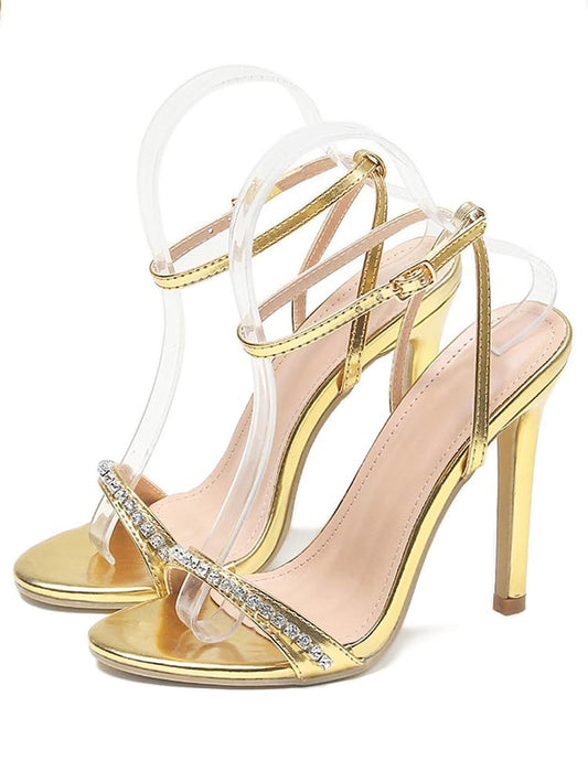 Rhinestone Ankle Strap Heels