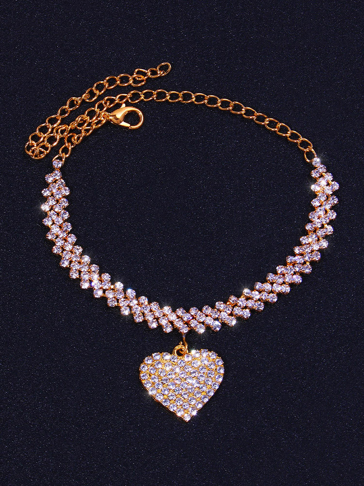 Heart Rhinestone Anklet