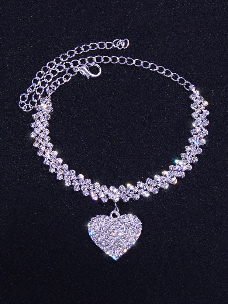 Heart Rhinestone Anklet