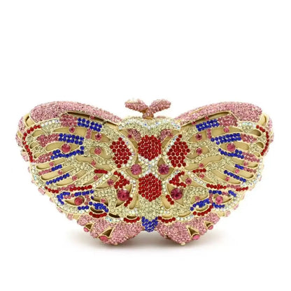 Butterfly Shaped Rhinestone Clutch Bag