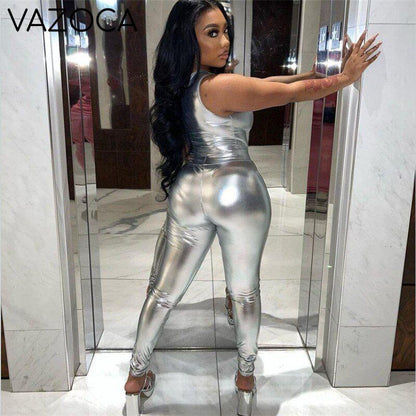 Shiny Metallic Off Shoulder Set