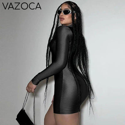 Long Sleeves Shiny Playsuit