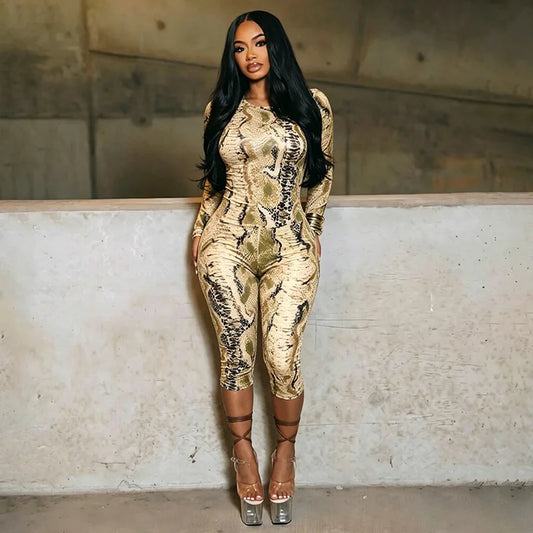 Snakeskin Long Sleeve Capri Set