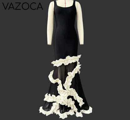Artistic Gown Ruffled Maxi Dress