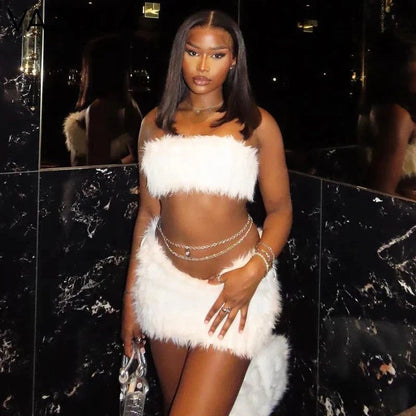 Taylor Fur Mini Skirt Set