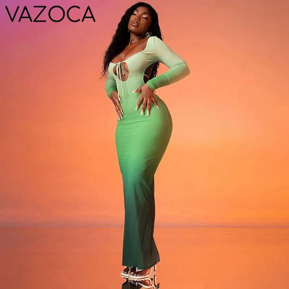 Gradient Backless Maxi Dress