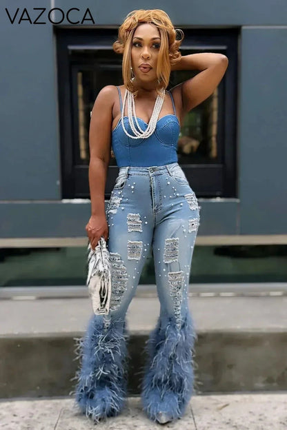 Cynthia Flare Feather Jeans