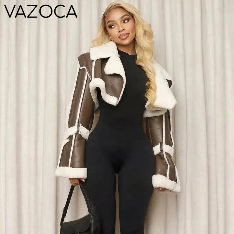 Fur Collar Crop Jacket