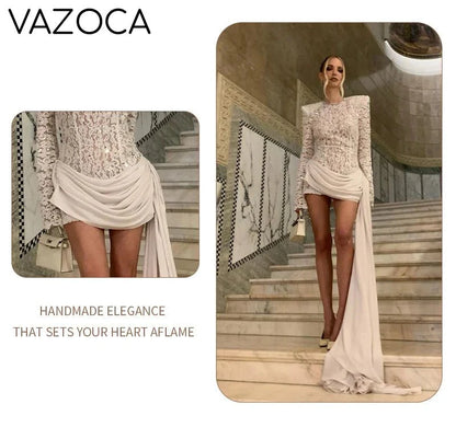 Opulent White Sequins Mini Dress