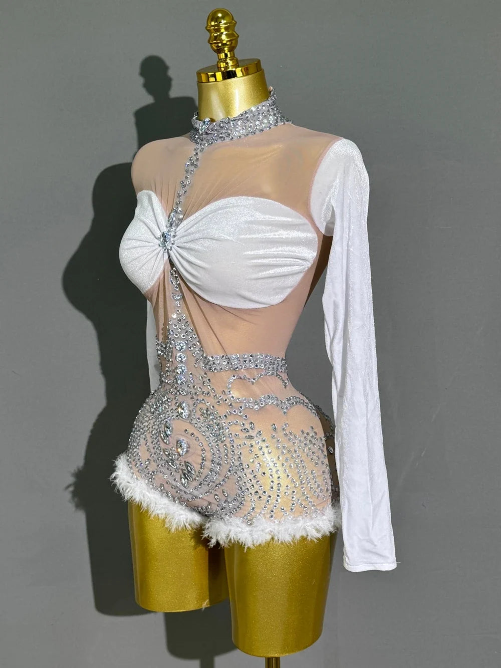 In The Spotlight Embellished Feather Romper