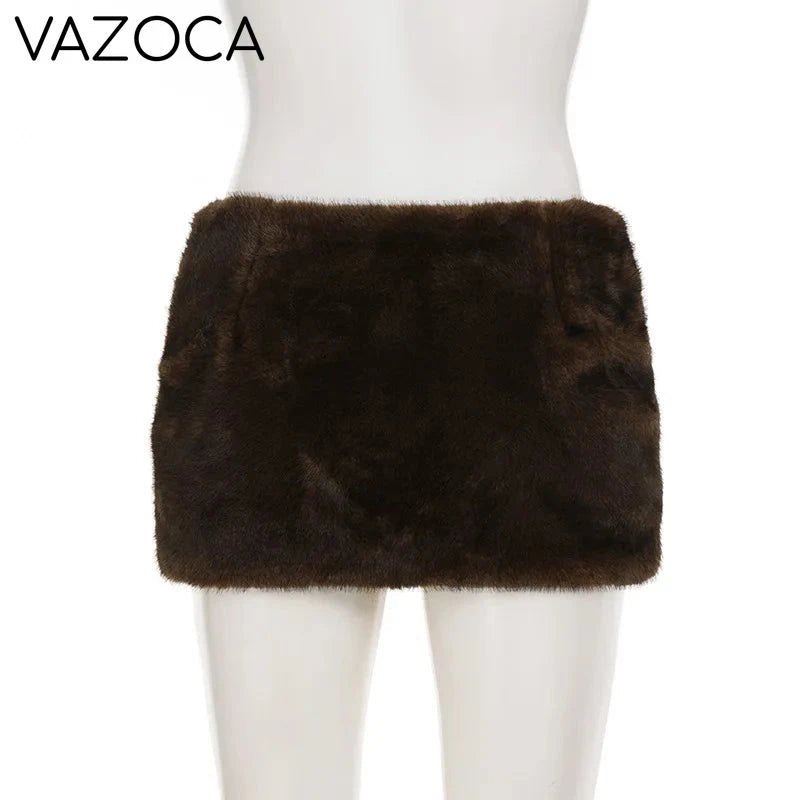 Furry Pleated Mini Skirt