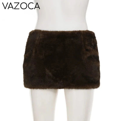 Furry Pleated Mini Skirt