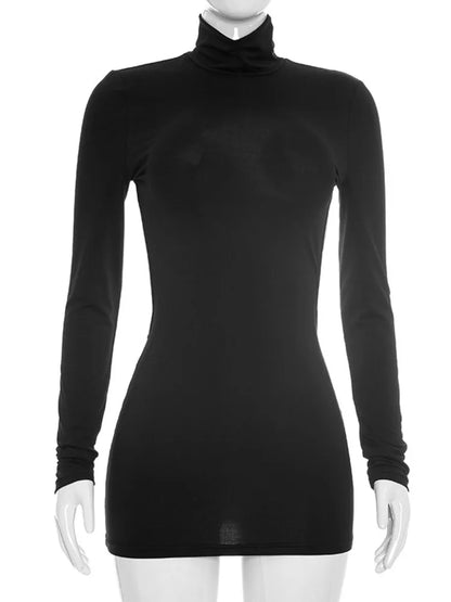 Buckle Turtleneck Mini Dress
