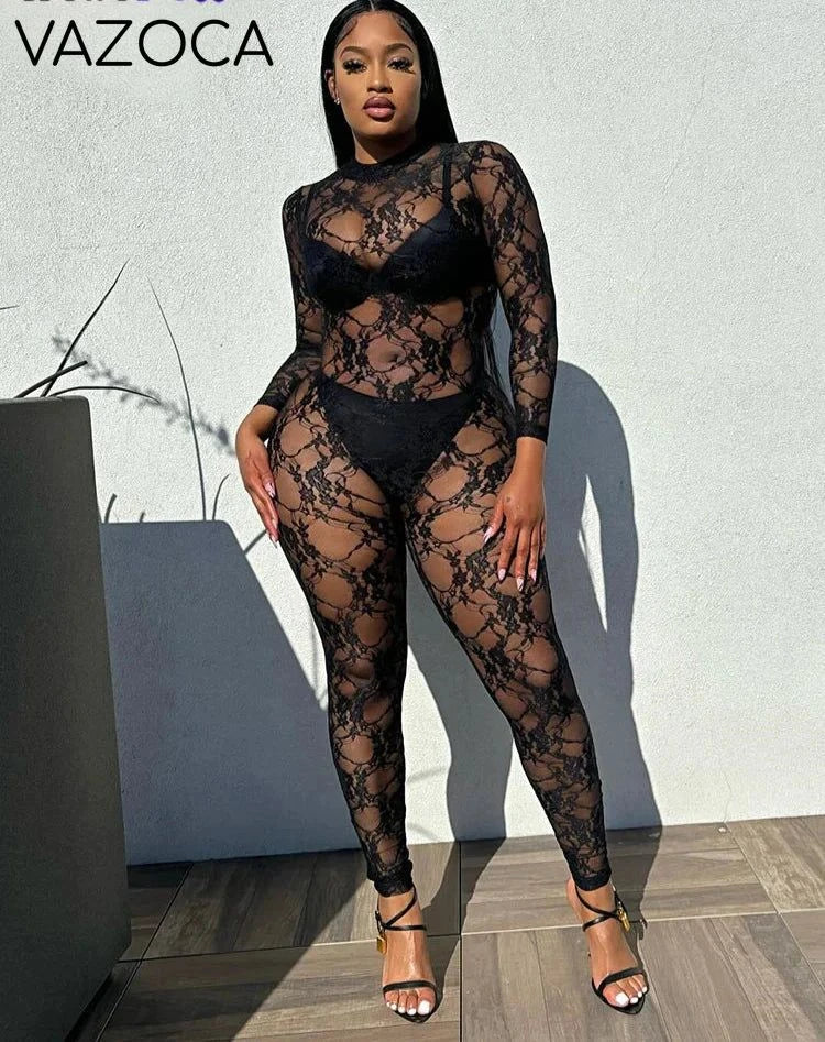 Lacey Mesh Jumpsuit black