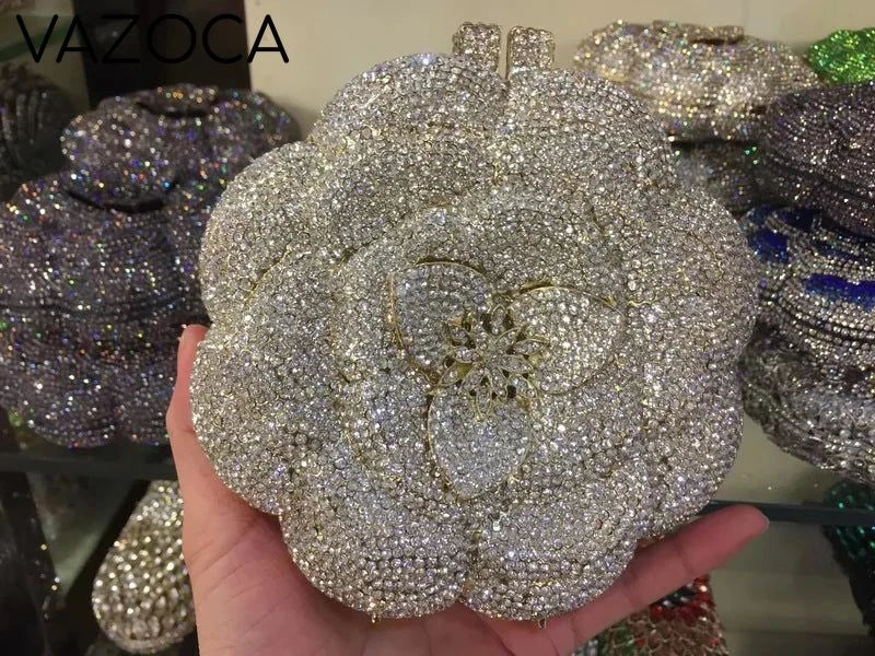 Floral Crystal Clutch Purse