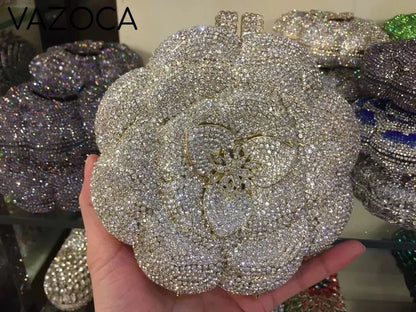 Floral Crystal Clutch Purse
