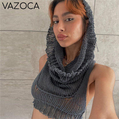 Knit Hooded Wild Tank Top