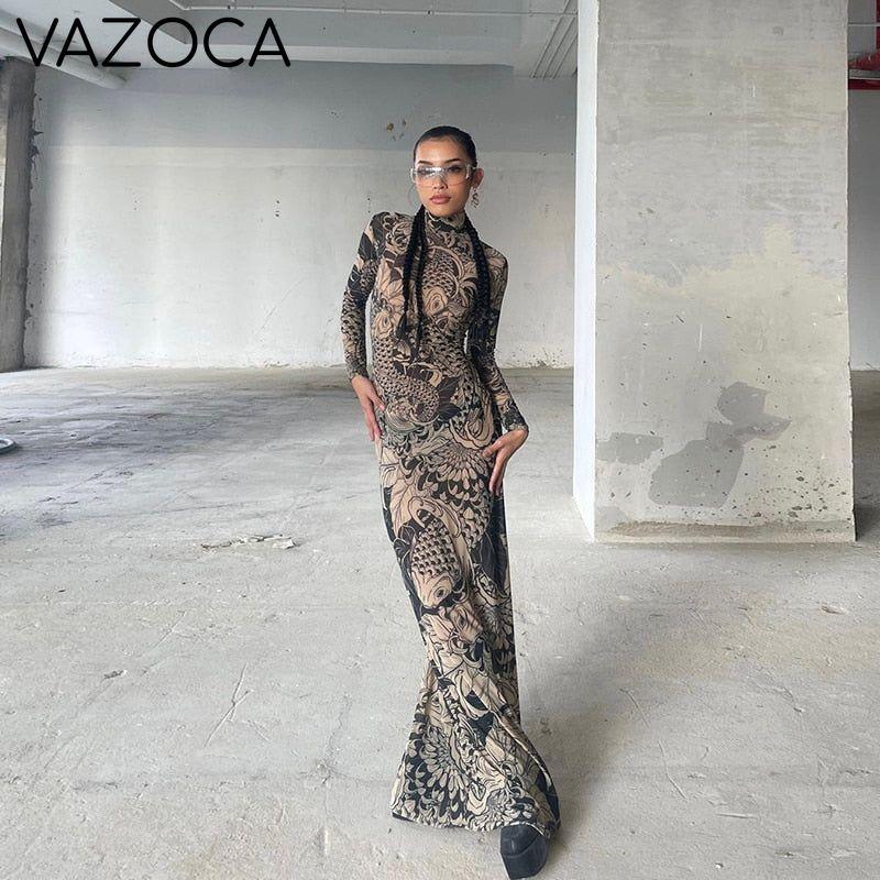 Aesthetic Mesh Autumn Dress