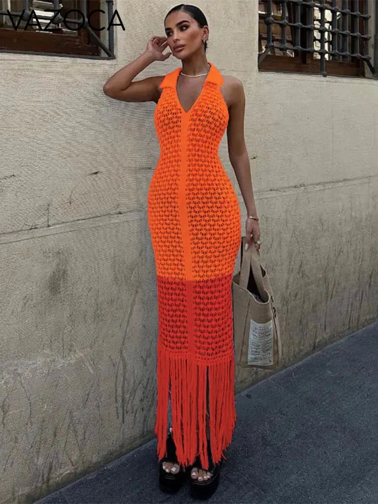 Jacky Polo Crochet Tassel Dress
