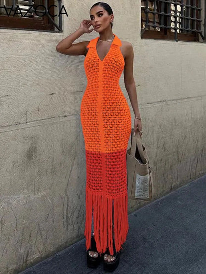 Jacky Polo Crochet Tassel Dress