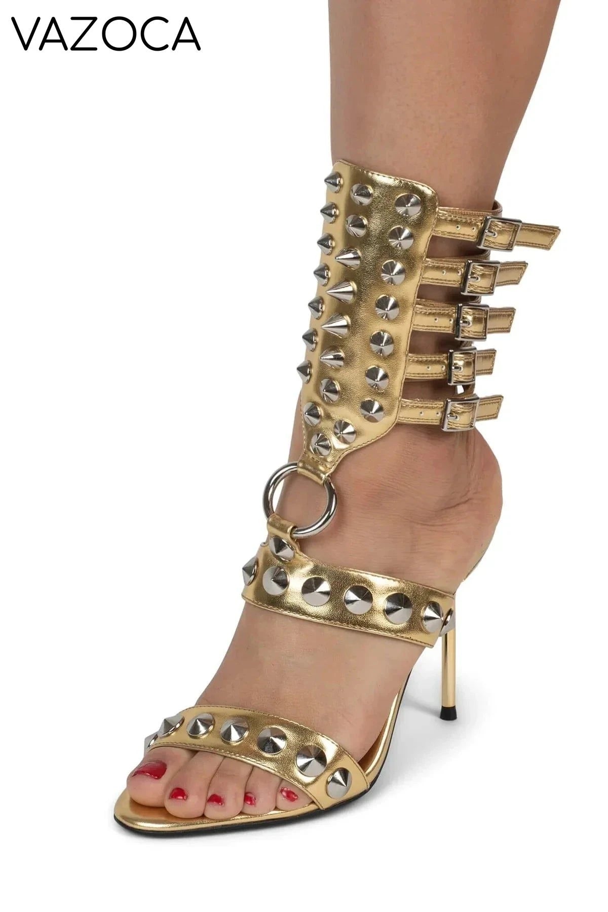 Riveted Leather High Heels as pic 3